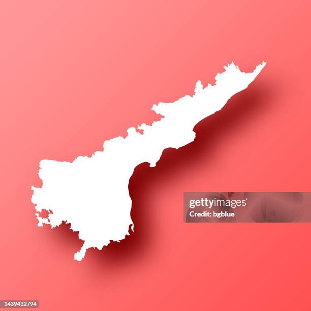 andhra pradesh map on red background with shadow - andhra pradesh stock illustrations