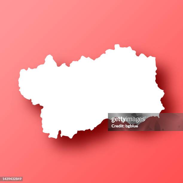 aosta valley map on red background with shadow - valle d'aosta stock illustrations