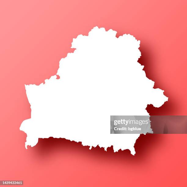 belarus map on red background with shadow - belarus map stock illustrations