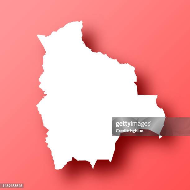 bolivia map on red background with shadow - sucre bolivia stock illustrations