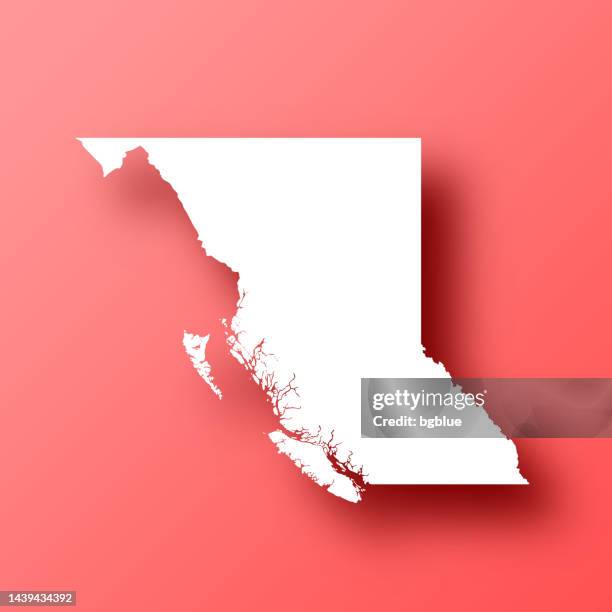 british columbia map on red background with shadow - british columbia stock illustrations
