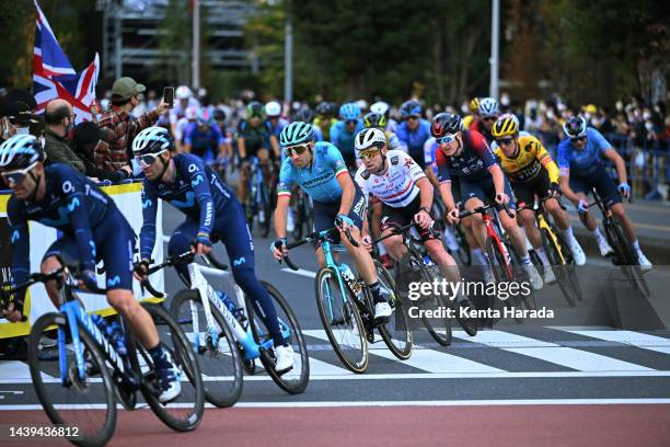 Vincenzo Nibali of Italy and Astana Qazaqstan Team and Mark Cavendish of The United Kingdom and TDF Criterium Legends Team compete during the 8th...