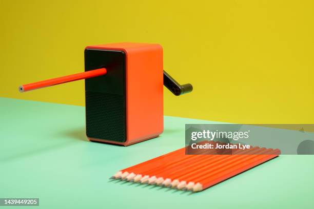 sharpening pencil concept - pencil sharpener stock pictures, royalty-free photos & images