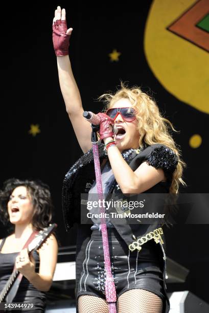 Paulina Rubio performs as part of the 2012 New Orleans Jazz & Heritage Festival at Fair Grounds Race Course on May 5, 2012 in New Orleans, Louisiana.