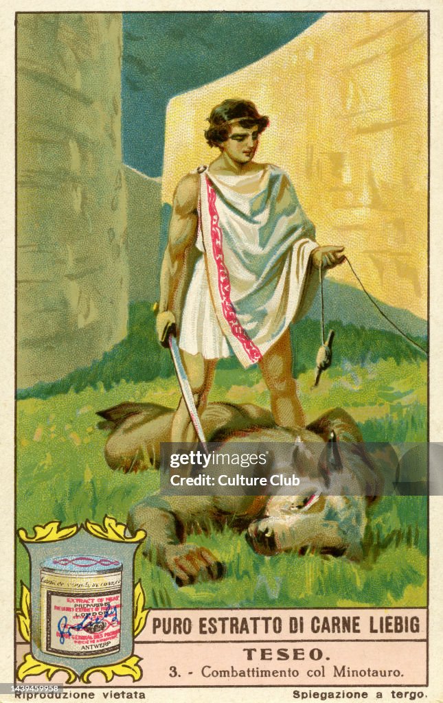 Theseus Picture Theseus and the minotaur. Theseus, mythical king of Athens. Liebig ...