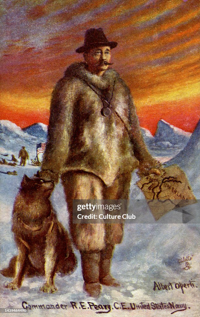 Perary Commander Robert Peary , American Arctic explorer, portrait painted ...