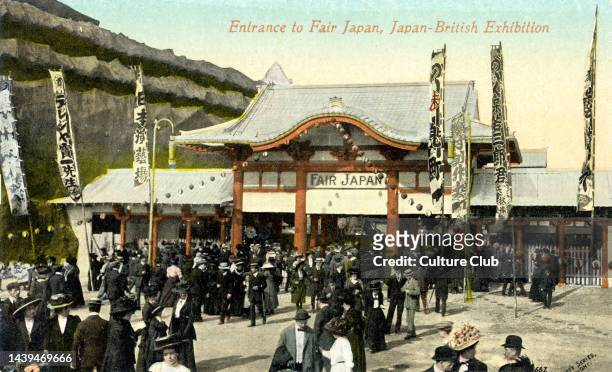Entrance to Fair Japan, Japan-British Exhibition 1907. Great influence of Japanese culture during this period in Europe. Gilbert and Sullivan's...