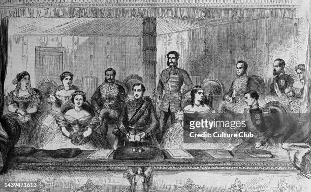 Edward VII and Queen Alexandra - at the Italian Opera, Covent Garden, 1863. Also pictured: Prince Alfred and Princess Helena. Future Edward VII, King...