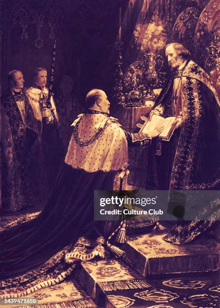 Coronation of King Edward VII, 1902 - taking the oath.