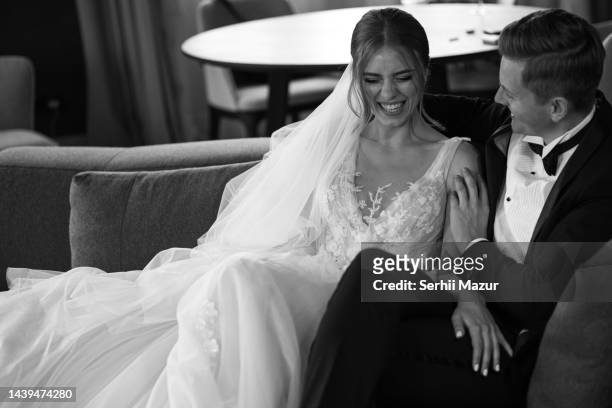 wedding day - stock photo - wedding couple laughing stock pictures, royalty-free photos & images