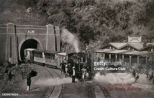 Barog Station, Kalka Shimla Railway, Himachal Pradesh, India. Himalayas. Postcard, 19th century.