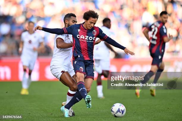 Emanuel Vignato of Bologna FC in action during the Serie A match between Bologna FC and Torino FC at Stadio Renato Dall'Ara on November 06, 2022 in...