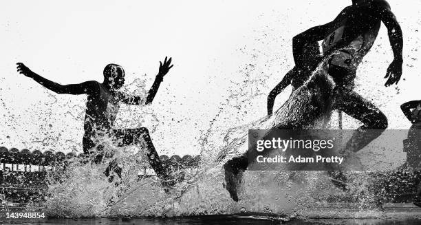 Gilbert Kirui of Kenya in action in the mens 3000m steeple chase during the Seiko Golden Grand Prix In Kawasaki at Todoroki Stadium on May 6, 2012 in...