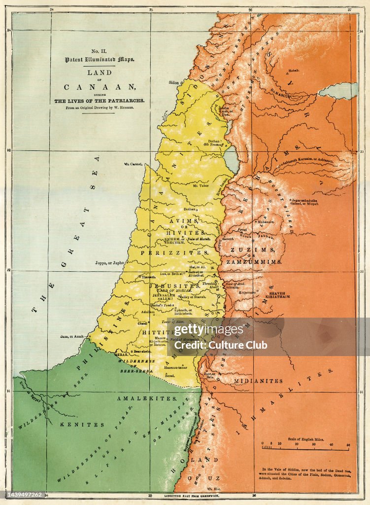 Canan Map Map showing lands of Canaan and territories of Biblical tribes. From ...