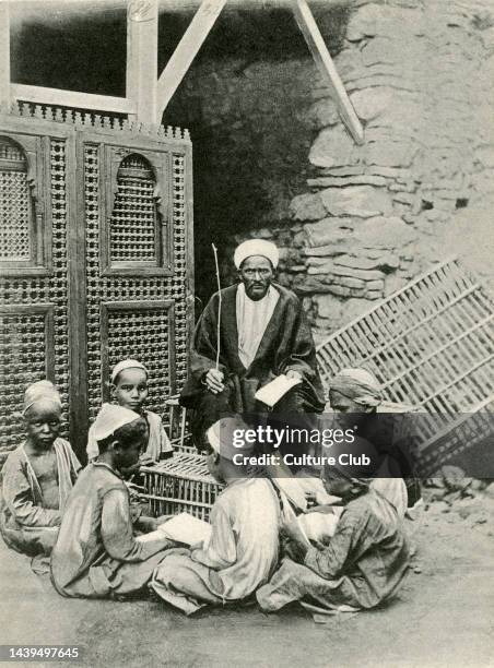 Madrasa / Madrasah - Arab school in Egypt. Late 19th century postcard.