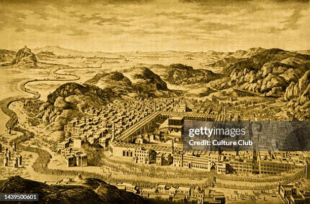 View of Mecca with the Ka'ba, and the mosque of al-Haram. Printed 1790, Paris.
