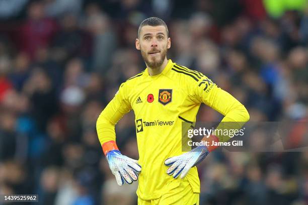 David De Gea of Manchester United looks dejected following their side's defeat in the Premier League match between Aston Villa and Manchester United...