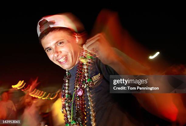 Fan takes part in festivities on Talladega Boulevard at Talladega Superspeedway on May 5, 2012 in Talladega, Alabama.