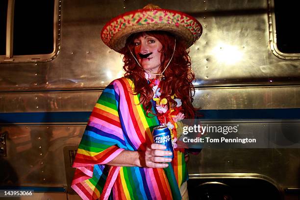 Fan takes part in festivities on Talladega Boulevard at Talladega Superspeedway on May 5, 2012 in Talladega, Alabama.