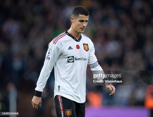 Cristiano Ronaldo of Manchester United walks off after the Premier League match between Aston Villa and Manchester United at Villa Park on November...