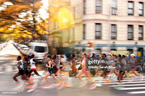 The field competes in the Women's Professional Division of the TCS New York City Marathon on November 06, 2022 in New York City.