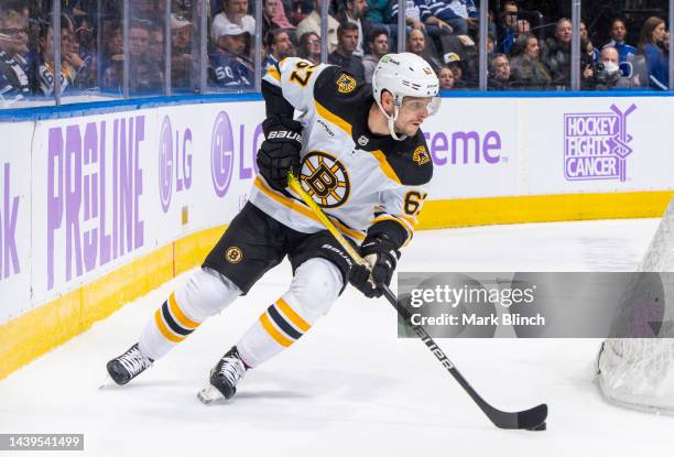 Jakub Zboril of the Boston Bruins skates against the Toronto Maple Leafs during the first period at the Scotiabank Arena on November 5, 2022 in...