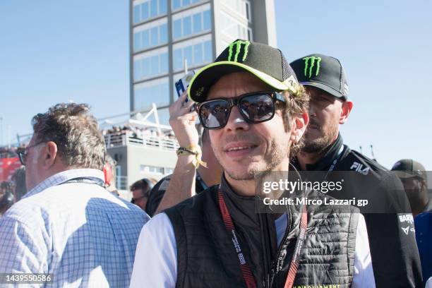 Valentino Rossi of Italy looks on on the grid during the MotoGP race during the MotoGP of Comunitat Valenciana - Race at Ricardo Tormo Circuit on...