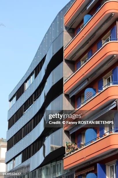 contrast between classical and modern architecture - geneva switzerland construction stock pictures, royalty-free photos & images