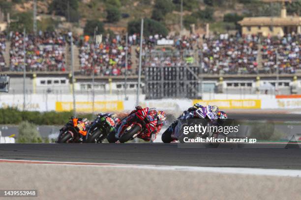 Jorge Martin of Spain and Pramac Racing leads the field during the MotoGP race during the MotoGP of Comunitat Valenciana - Race at Ricardo Tormo...