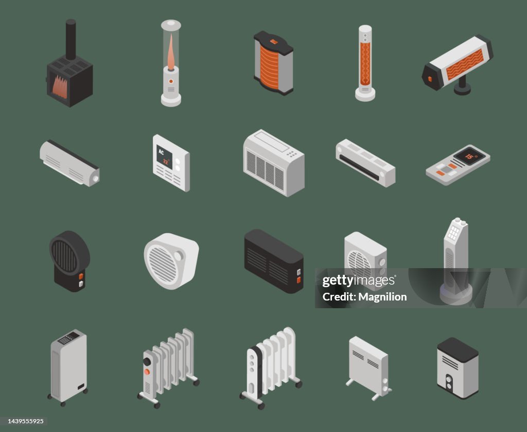 Heators Heating Devices Isometric Set