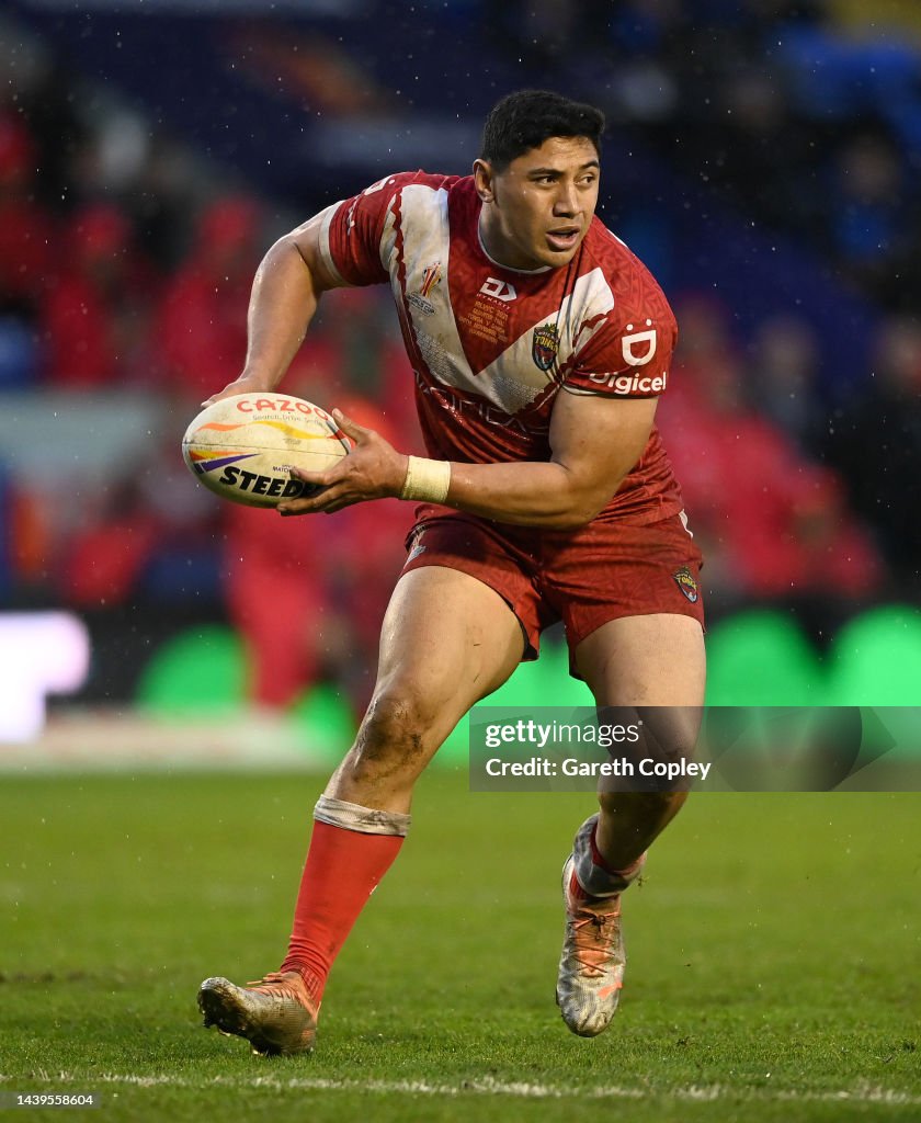 Jason Boxall Rugby Jason Taumalolo of Tonga during Rugby League World Cup Quarter Final ...