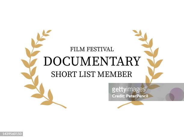 laurel wreath branch vector. foliate award for cinema festivals etc - documentary stock illustrations