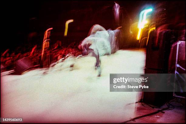 American rock group Nirvana performing in Belfast, foreground Kurt Cobain, 1992.