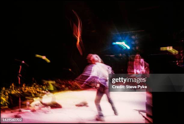 American rock group Nirvana performing in Belfast, foreground Kurt Cobain, 1992.