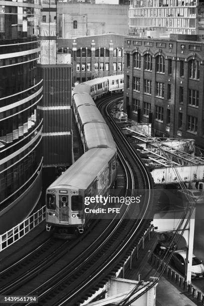 black and white image of chicago subway the loop - chicago black and white stock pictures, royalty-free photos & images