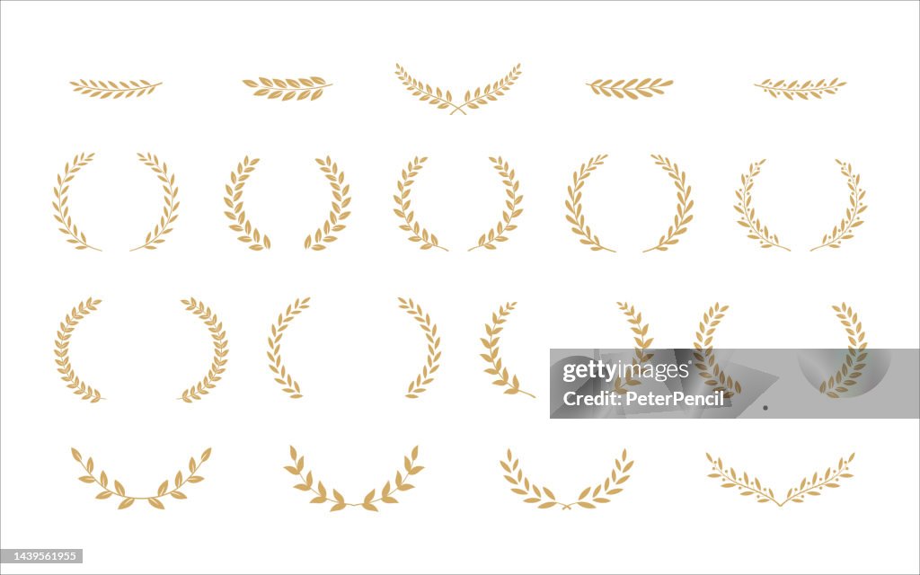 Laurel Wreath Vector Set. Collection of Foliate Award Wreaths for Cinema Festivals etc