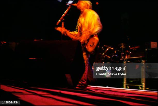 Kurt Cobain singer/guitarist in rock group Nirvana performing onstage Belfast 1992