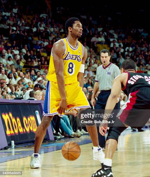 Los Angeles Lakers Kobe Bryant during Game 1 action during the NBA Playoff game against Portland Trailblazers, April 25, 1998 in Los Angeles,...
