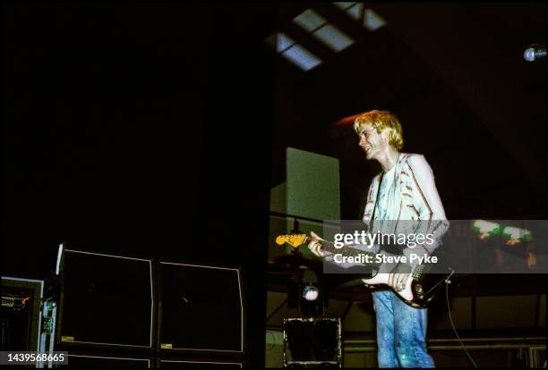 Kurt Cobain singer/guitarist in rock group Nirvana performing onstage Belfast 1992