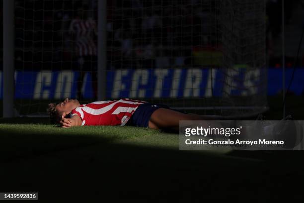 Marcos Llorente of Atletico de Madrid reacts as he fail to score during the LaLiga Santander match between Atletico de Madrid and RCD Espanyol at...