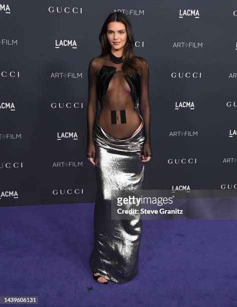 Kendall Jenner arrives at the 11th Annual LACMA Art + Film Gala at Los Angeles County Museum of Art on November 05, 2022 in Los Angeles, California.