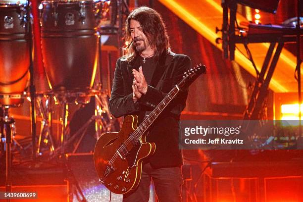 Dave Grohl performs on stage during the 37th Annual Rock & Roll Hall Of Fame Induction Ceremony at Microsoft Theater on November 05, 2022 in Los...