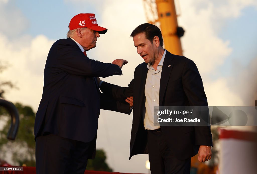 Former President Donald Trump Rallies For Marco Rubio In Florida