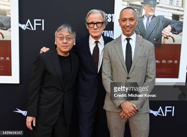 Screenwriter Kazuo Ishiguro, actor Bill Nighy, and director Oliver Hermanus attend the AFI Fest 2022: Red Carpet Premiere Of “Living” at TCL Chinese...