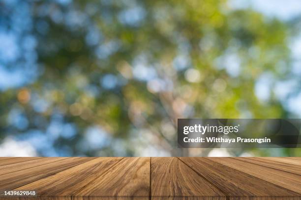 table, backgrounds, wood - material, woodland - outdoor table stock pictures, royalty-free photos & images