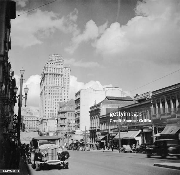 View along the Avenida Joao do Jesus in the business district of Sao Paulo, Brazil, circa 1945.