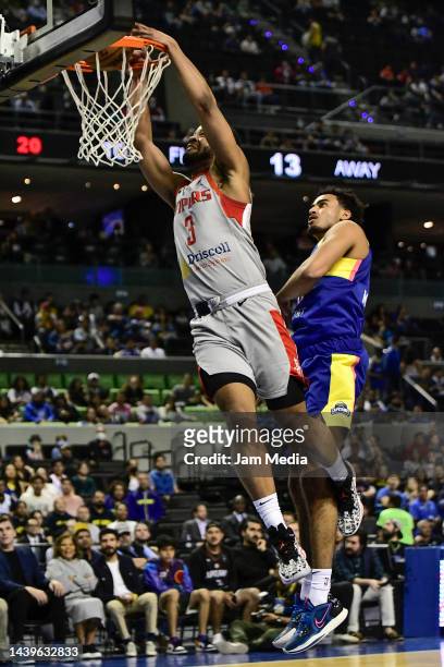 Cassius Stanley of the Rio Grande Valley Vipers dunks as Ciao Pacheco of the the Mexico City Captains defends during the first half of the NBA...