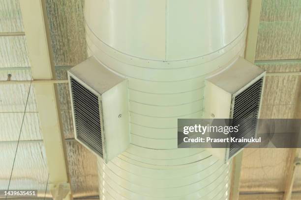 ceiling mounted cassette type air condition units - duct cleaning stock pictures, royalty-free photos & images