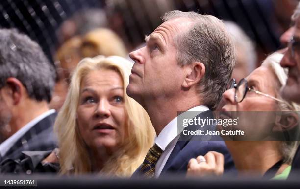 Stefan Edberg, Annette Olsen attend the final between Novak Djokovic and Holger Rune on day 7 of the Rolex Paris Masters 2022, an ATP 1000 tennis...