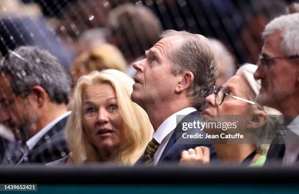 Stefan Edberg, Annette Olsen attend the final between Novak Djokovic and Holger Rune on day 7 of the Rolex Paris Masters 2022, an ATP 1000 tennis...